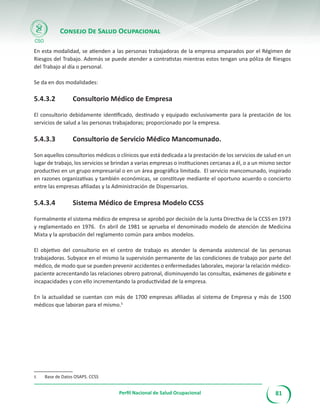 Folleto perfil Salud Ocupacional en Costa Rica | PDF