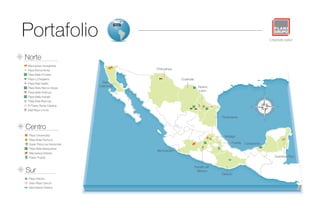 Portafolio
Centro
Plaza Universidad
Plaza Bella Pachuca
Super Plaza Las Haciendas
Plaza Bella Mexiquense
Macroplaza Estadio
Paseo Puebla
Sur
Plaza Palmira
Gran Plaza Cancún
Macroplaza Oaxaca
Baja
California
Chihuahua
Coahuila
Nuevo
León
Tamaulipas
Puebla
Hidalgo
Michoacán
Campeche
Quintana Roo
Estado de
México
Oaxaca
Norte
Macroplaza Insurgentes
Plaza Monumental
Plaza Bella Frontera
Plaza La Nogalera
Plaza Real Saltillo
Plaza Bella Ramos Arizpe
Plaza Bella Anáhuac
Plaza Bella Huinalá
Plaza Real Reynosa
El Paseo Santa Catarina
Mall Plaza Lincoln
 