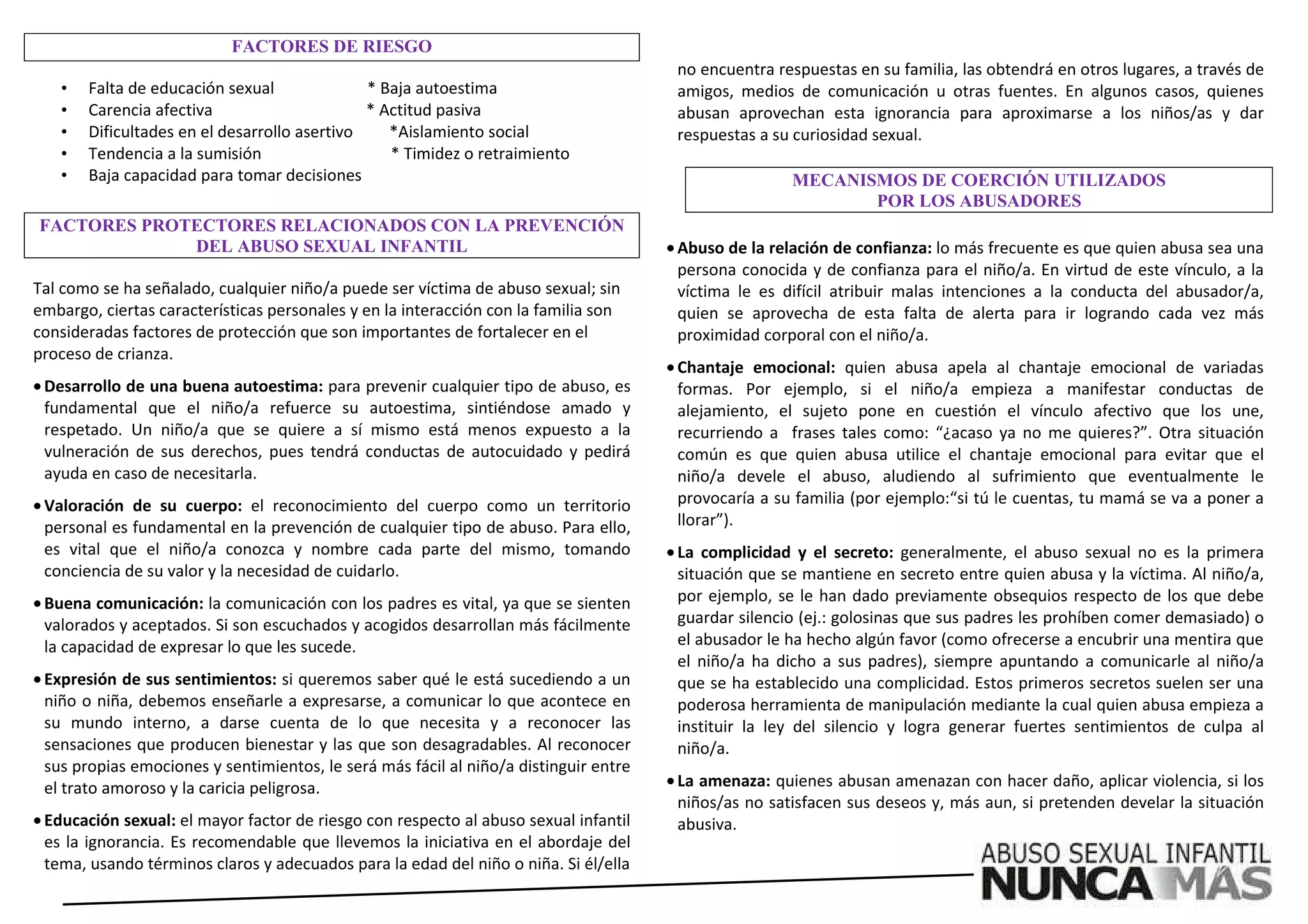 Folleto prevencion abuso sexual infantil | PDF