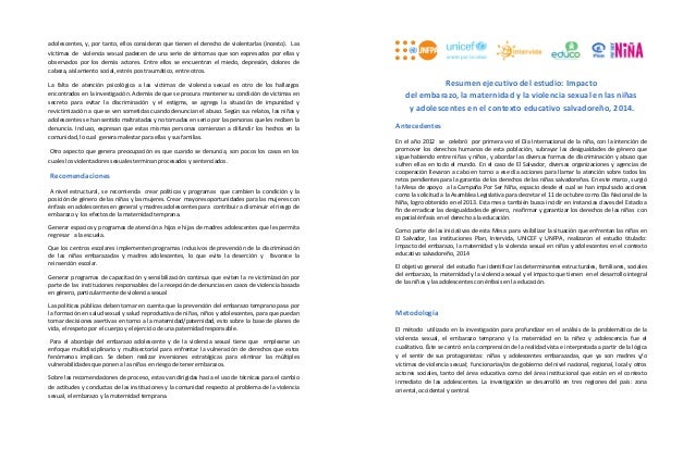 Resumen Ejecutivo Del Estudio Impacto Del Embarazo La