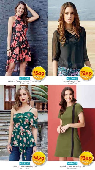 V01093
Vestido / Negro Flores / CH-ME-GR
PC8842306
A00086
Blusa / Negro / ME
PC3520710
A02241
Blusa / Flores Verde / CH
PC3233016
V01435
Vestido / Verde Olivo / CH
PC8526940
$549
Especial
PRECIO
$269
Especial
PRECIO
$429
Especial
PRECIO
$349
Especial
PRECIO
 