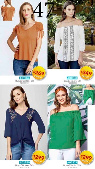A01964
Blusa / Ginger / CH
PC0320747
A01998
Blusa / Ivory  / CH
PC3826961
A02259
Blusa / Marino  / CH
PC9723076
A02377
Blusa / Verde / CH
PC2123029
47
$269
Especial
PRECIO
$349
Especial
PRECIO
$299
Especial
PRECIO
$299
Especial
PRECIO
 