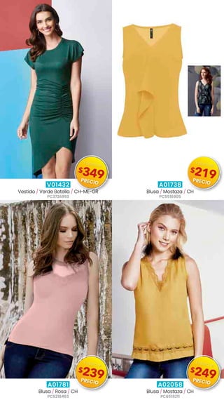 V01432
Vestido / Verde Botella / CH-ME-GR
PC3726993
A01738
Blusa / Mostaza / CH
PC5516905
A01781
Blusa / Rosa / CH
PC6218463
A02058
Blusa / Mostaza / CH
PC6519211
$349
Especial
PRECIO
$219
Especial
PRECIO
$239
Especial
PRECIO
$249
Especial
PRECIO
 