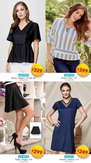 A02263
Blusa / Negro / CH-ME-GR
PC1825366
A00781
Blusa / Ivory / CH
PC5430793
QV4610
Falda / Negro / XG
PC6923020
V01271
Vestido / Marino / CH
PC3419277
$329
Especial
PRECIO
$399
Especial
PRECIO
$299
Especial
PRECIO
$249
Especial
PRECIO
 