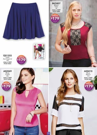 24
QS1355
Falda
Azul Imperial
GR
Antes a: $229
PC9613825
$179
BK5807
Blusón
Tinto
36
Antes a: $229
PC0313880
$179
A02049
Blusa
Fiusha
XG
Antes a: $229
PC3713898
$179
A00410
Blusa
Blanco
CH
Antes a: $229
PC3813889
$179
 