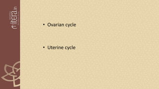 • Ovarian cycle
• Uterine cycle
 