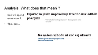 Analysis: What does that mean ?
• Can we spend
more now ?
• YES, but…
 