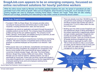 SnagAJob.com appears to be an emerging company, focussed on online recruitment solutions for hourly/ part-time workers <ul...