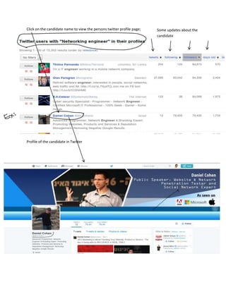 Some updates about the
candidate
Click on the candidate name to view the persons twitter profile page;
Profile of the candidate in Twitter
 