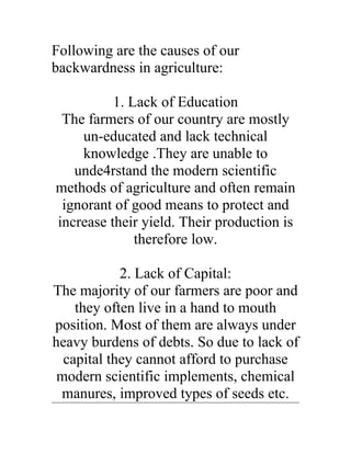 causes of backwardness in agriculture | DOC