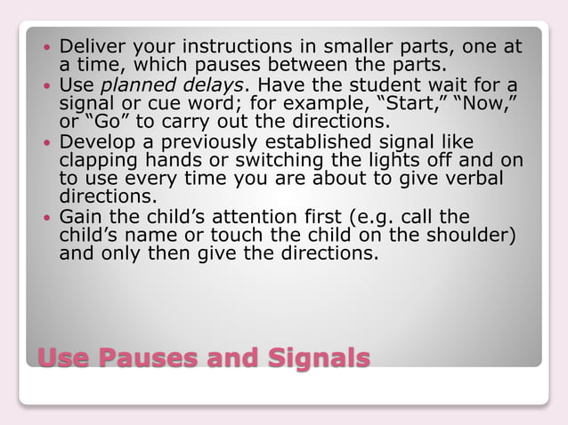 Helping the Student Having Difficulty Following Directions | PPTX