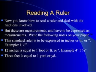 Reading Ruler Lessons Measurement Lesson Reading a Ruler | PPT