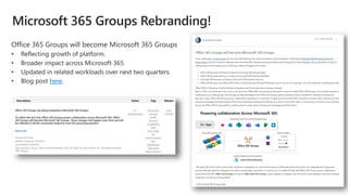 Following the Evolution of Office 365 Groups to Microsoft 365 Groups | PPTX