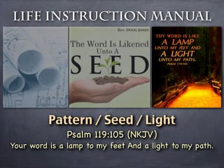 Life Instruction Manual




          Pattern / Seed / Light
              Psalm 119:105 (NKJV)
Your word is a lamp to my feet And a light to my path.
 