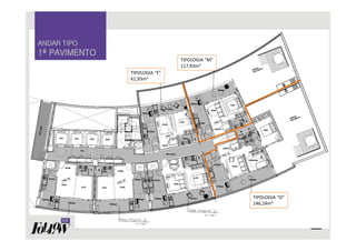 AAAANNNNDDDDAAAARRRR TTTTIIIIPPPPOOOO 
1111º PPPPAAAAVVVVIIIIMMMMEEEENNNNTTTTOOOO 
TIPOLOGIA “O” 
146,24m² 
TIPOLOGIA “M” 
117,93m² 
TIPOLOGIA “F” 
61,93m² 
 