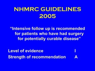 Follow Up After Colorectal Cancer Surgery | PPT