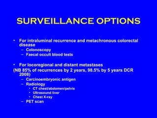 Follow Up After Colorectal Cancer Surgery | PPT