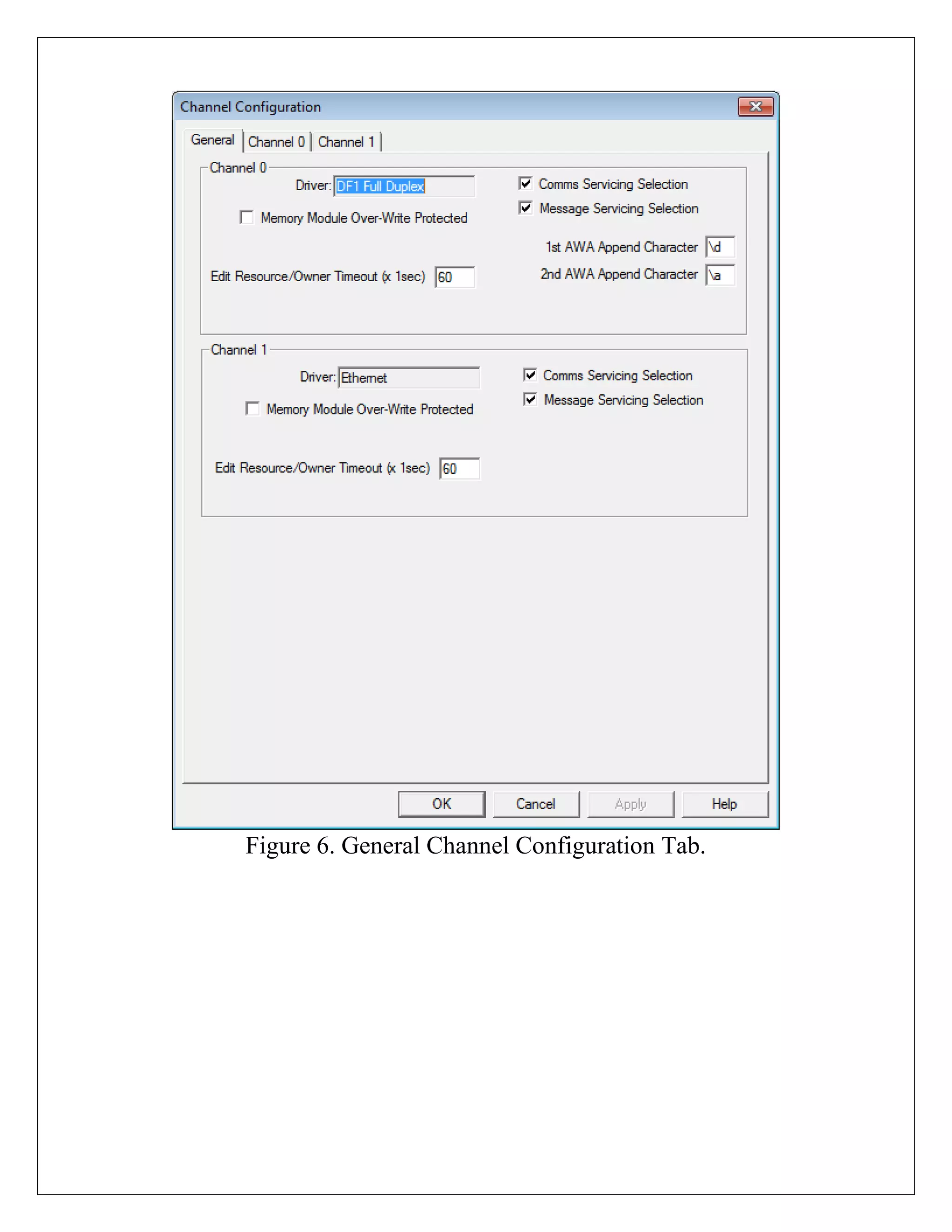 Figure 6. General Channel Configuration Tab.
 