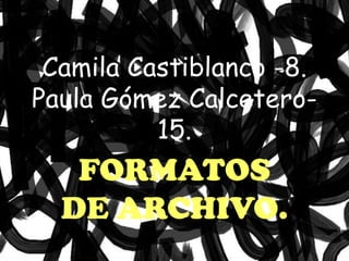 Camila Castiblanco -8.
Paula Gómez Calcetero-
          15.
   FORMATOS
  DE ARCHIVO.
 