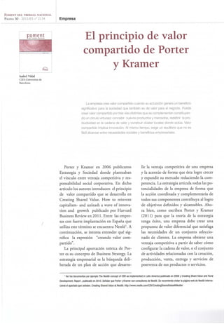 Vidal, Isabel (2011) El principio de valor compartido de Porter y Kramer