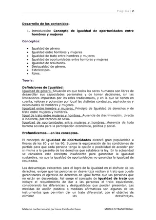 Fomento de la igualdad de oportunidades entre mujeres y hombres | PDF
