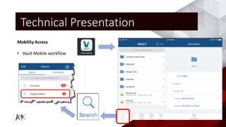 Mobility Access
• Vault Mobile workflow
Technical Presentation
 