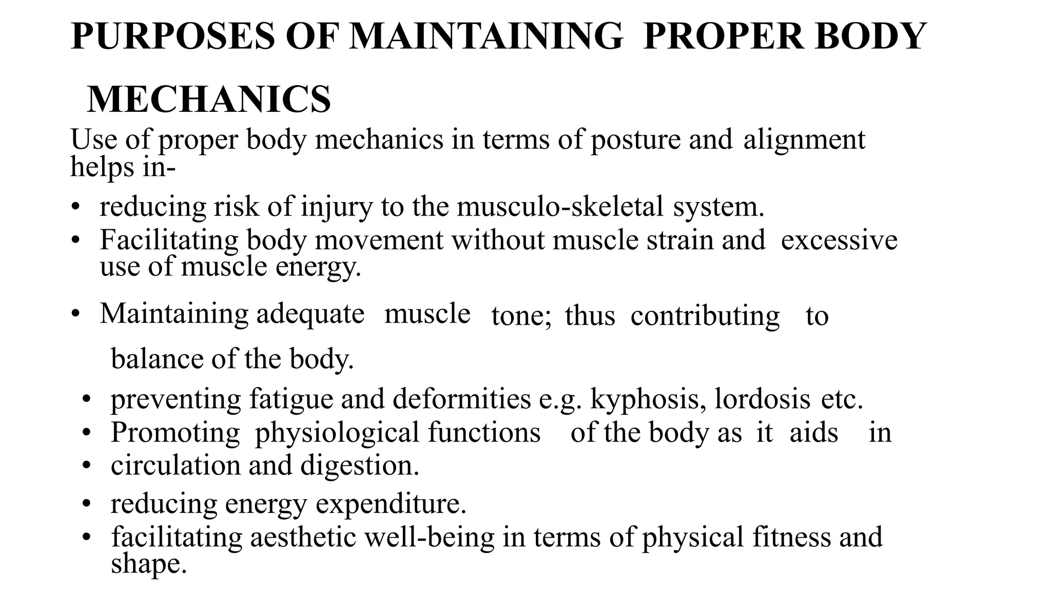 Fon body mechanics, positions, rom exercise | PPTX