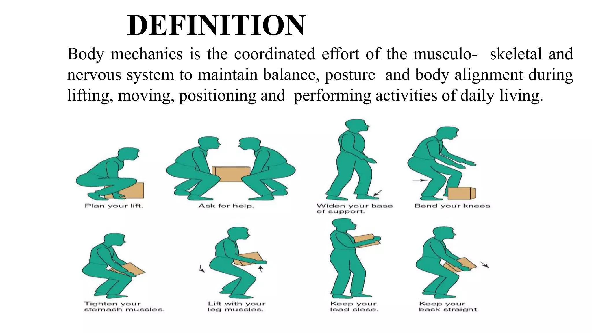 Fon body mechanics, positions, rom exercise | PPTX