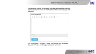 Interactions au sein du MOOC 
Monter un MOOC de A à Z 
 