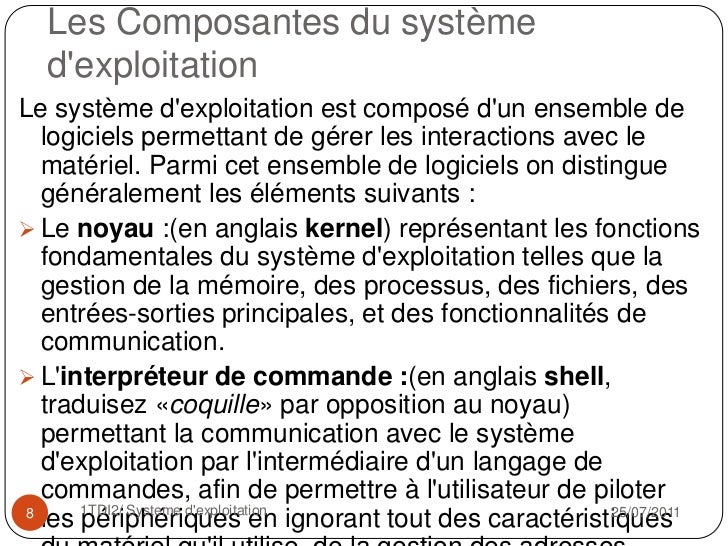 Fonctionnement D Un Systeme D Exploitation
