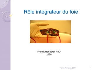 Rôle intégrateur du foie
Franck Rencurel, PhD
2020
1Franck Rencurel, 2020
 