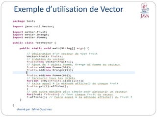 Exemple d’utilisation de Vector
Animé par : Mme Ouaz Ines
 