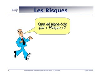 8 Fondamentaux du contrôle interne et de l’audit interne, 15 mars 2006 © 2006 Deloitte
Les Risques
Que désigne-t-on
par « Risque »?
 