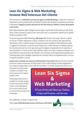 21www.lucaleonardini.com
Fondamenti di Web Marketing & Social Business: partire bene per arrivare meglio
Lean Six Sigma & ...