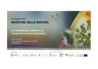 6/21/2017 1
15 giugno 2017
INVESTIRE NELLA NATURA
Paolo Siccardi
Area Ambiente Fondazione Cariplo
02-6239328
paolosiccardi...