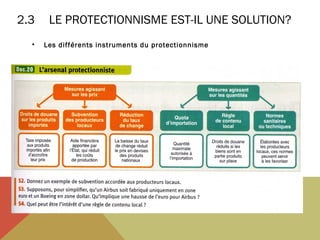 2.3
•

LE PROTECTIONNISME EST-IL UNE SOLUTION?
Les différents instruments du protectionnisme

 