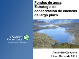 Fondos de agua: Estrategia de conservación de cuencas de largo plazo Alejandro Calvache Lima, Marzo de 2011 