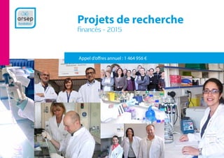 Projets de recherche
financés - 2015
Appel d’offres annuel : 1 464 956 €
 