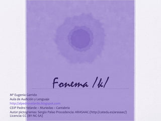Fonema /k/ 
Mª Eugenia Garrido 
Aula de Audición y Lenguaje 
http://alpedrovelarde.blogspot.com 
CEIP Pedro Velarde – Muri...