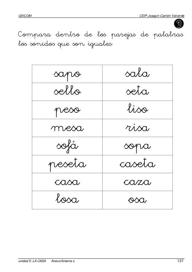 Palabras Que Terminen En Risa Fonemas s