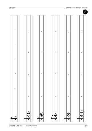UDICOM
unidad 5: LA CASA Anexo/fonema t 246
CEIP Joaquín Carrión Valverde
t
te
ti
to
tu
ta
 