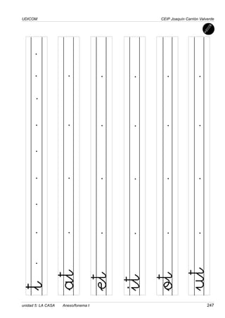 UDICOM
unidad 5: LA CASA Anexo/fonema t 247
CEIP Joaquín Carrión Valverde
t
et
it
ot
ut
at
 