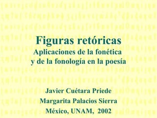 Figuras retóricas
Aplicaciones de la fonética
y de la fonología en la poesía

Javier Cuétara Priede
Margarita Palacios Sierra
México, UNAM, 2002

 