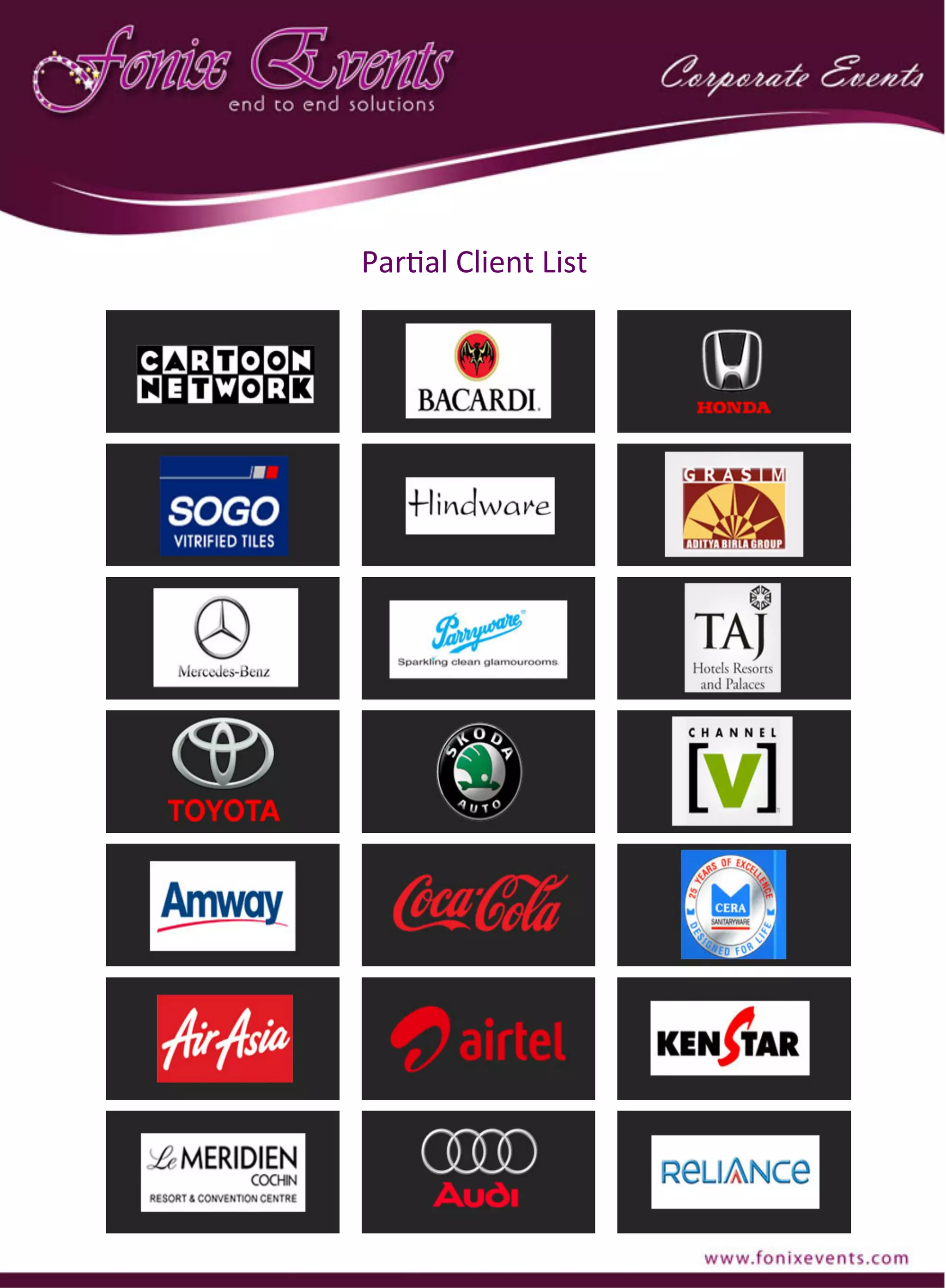   	
  Par,al	
  Client	
  List	
  
 