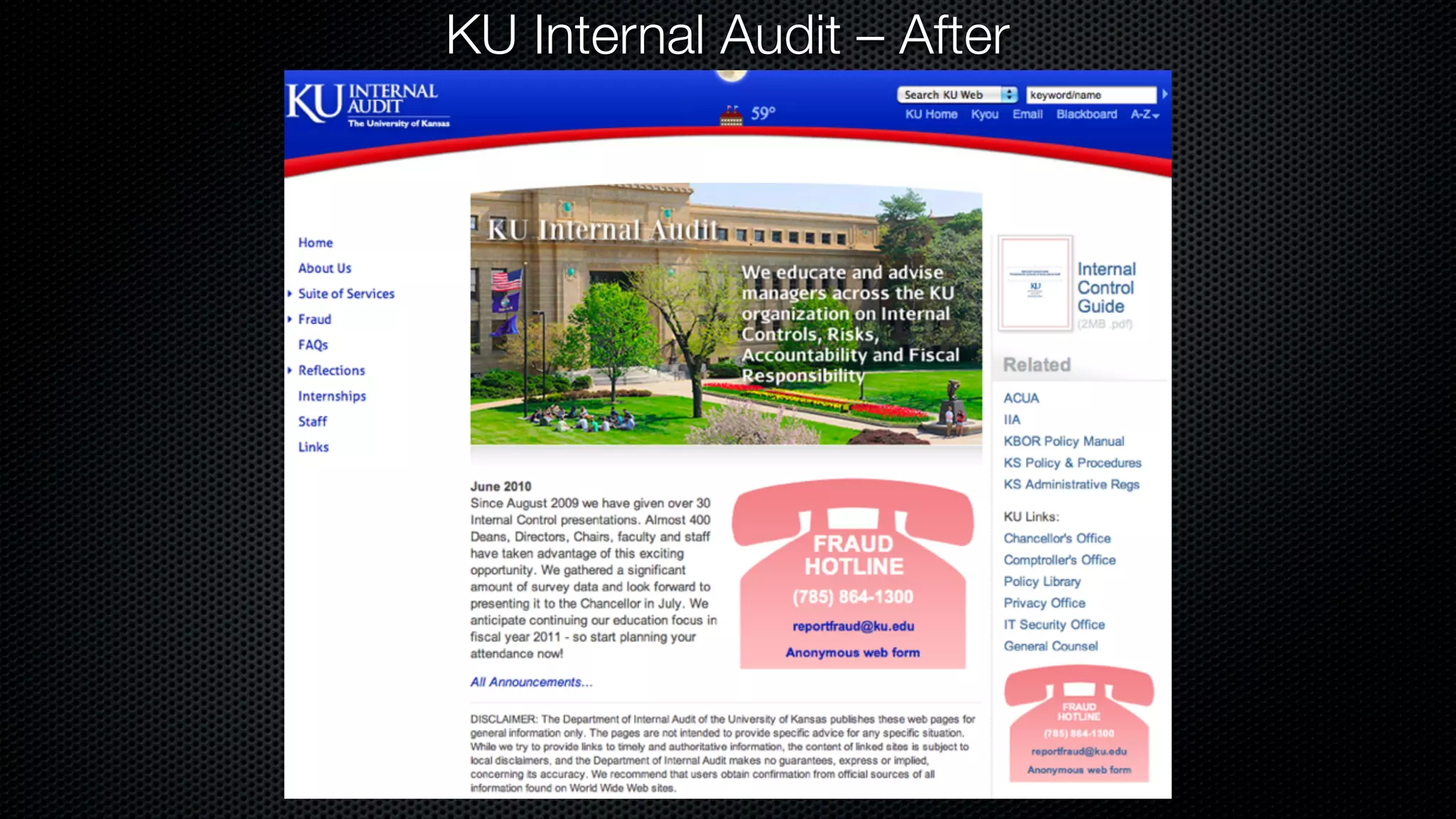 KU Internal Audit – After
 