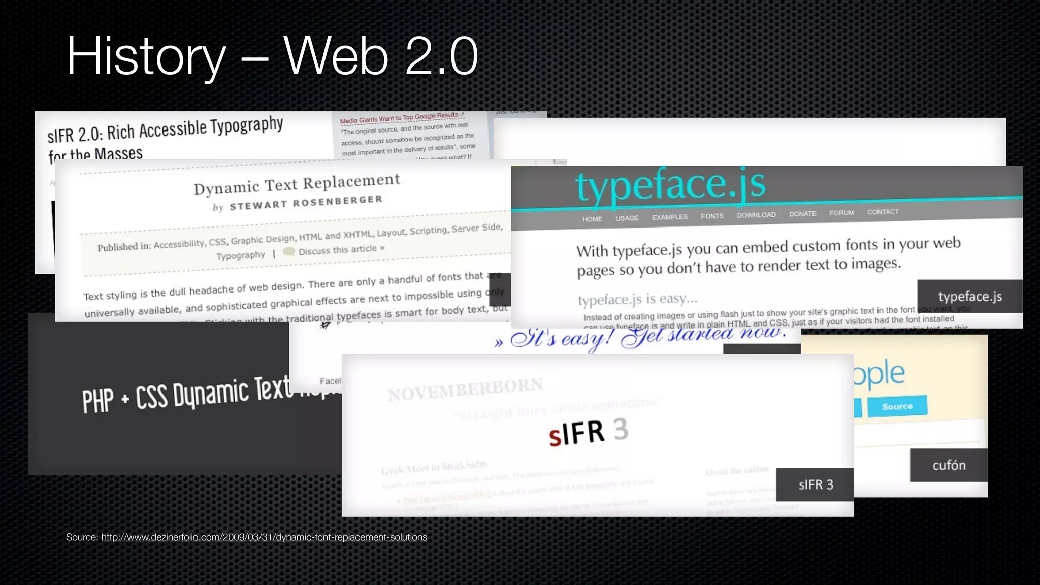 History – Web 2.0




Source: http://www.dezinerfolio.com/2009/03/31/dynamic-font-replacement-solutions
 