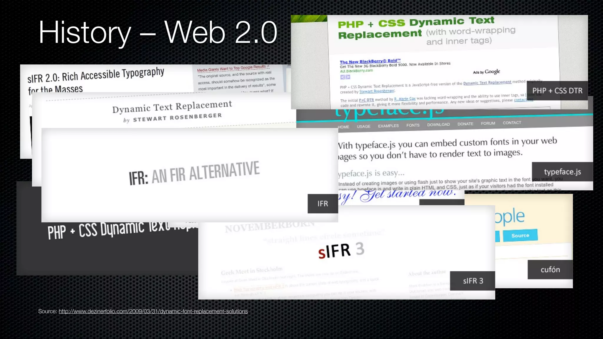 History – Web 2.0




Source: http://www.dezinerfolio.com/2009/03/31/dynamic-font-replacement-solutions
 