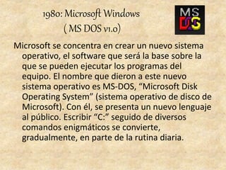 Windows V1 Operating Software Evolucion de los sistemas operativos | PPTX