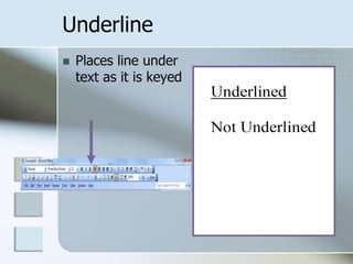 UnderlinePlaces line under text as it is keyed