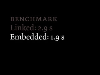 
Linked: 2.9 s
Embedded: 1.9 s
 